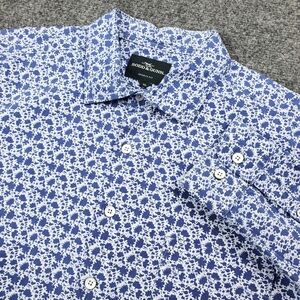 Rodd & Gunn Sports Fit Shirt Mens XL Button Up Floral Abstract Leafs Print Blue